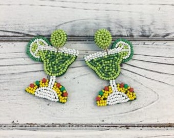 Margarita Earrings - Taco Earrings - Beaded Earrings - Cinco de Mayo - Women's Earrings - Dangle Earrings - Cinco de Mayo Jewelry - Gift Her