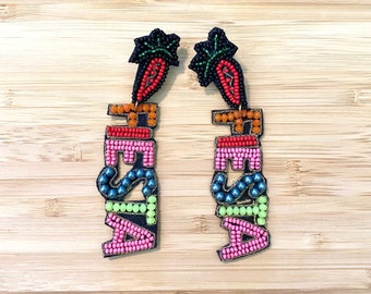 Fiesta Beaded Earrings - Dangle Earrings - Party Earrings - Women's Earrings - Beaded Earrings - Women's Gift - Women's Jewelry - Gift Her