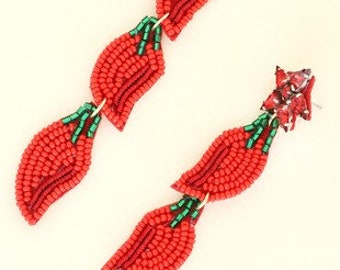 Chili Pepper - Earrings - Cinco de Mayo - Women's Earrings - Beaded Earrings - Dangle Earrings - Pepper Earrings - Women's Gift - Gift Her