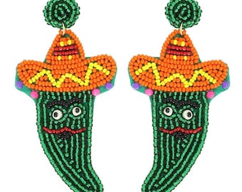 Jalapeno Earrings - Hot Pepper Earrings - Green Pepper Earrings - Cinco de Mayo - Women's Earrings - Fiesta Earrings - Cinco De Mayo Jewelry