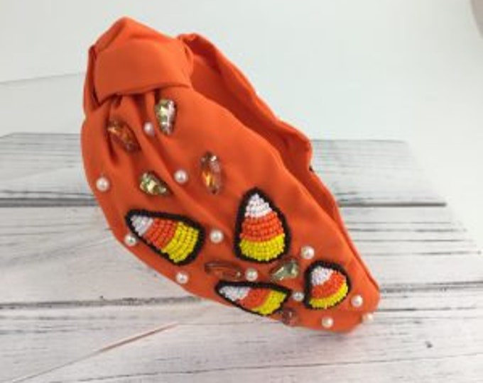 Candy Corn Inspired Knit Headband / Ear Warmer / Turban Style Head Wrap