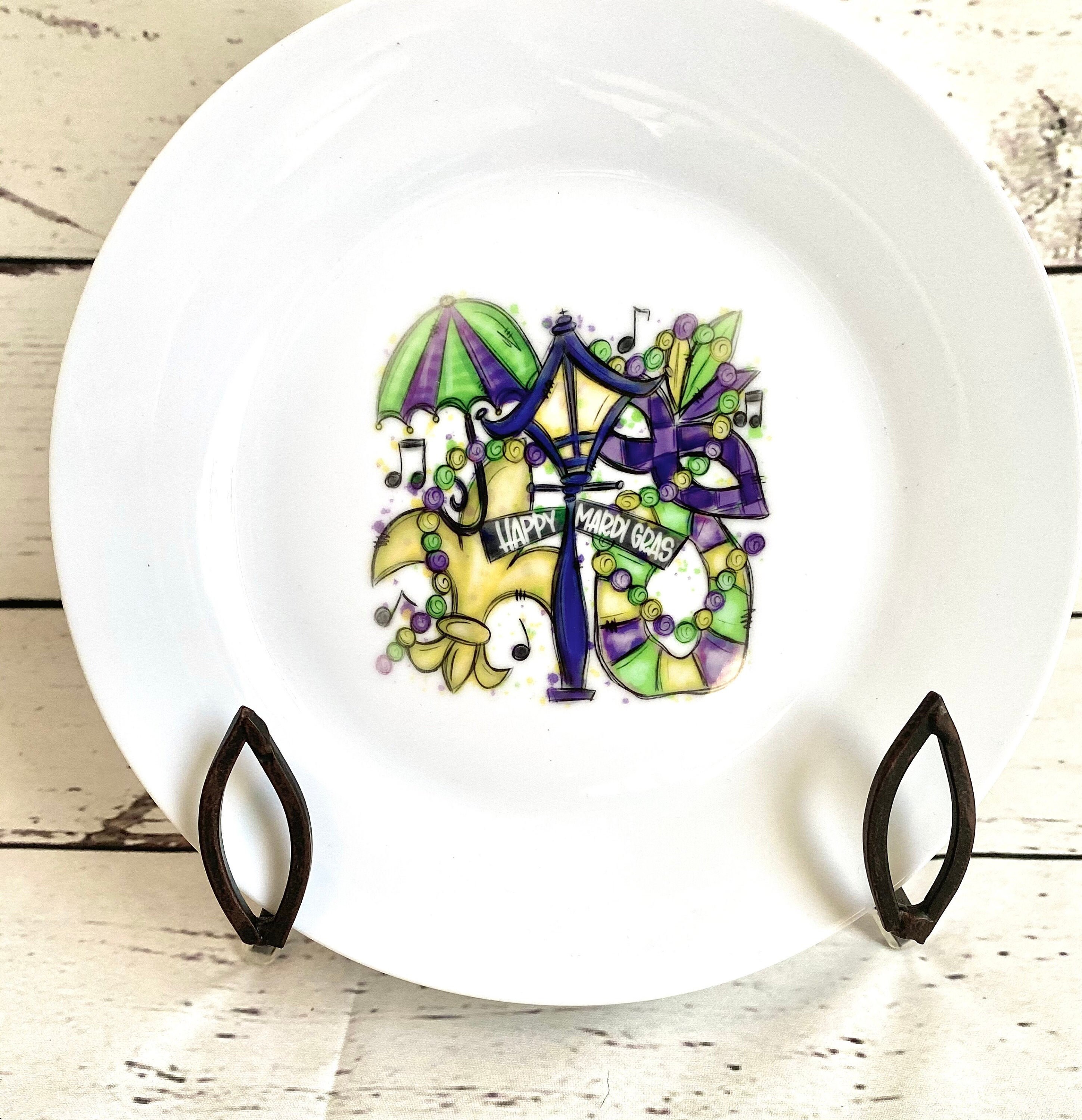 Mardi Gras Plates It's Mardi Gras Mardi Gras Decor Etsy