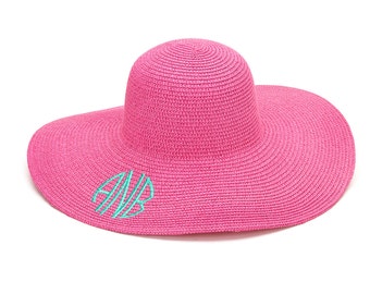 Pink Floppy Hat - Monogram Hat - Summer Hat - Personalized Floppy Hat - Summer Fashion - Women's Hat - Fashion Trend - Initial Hat - Custom