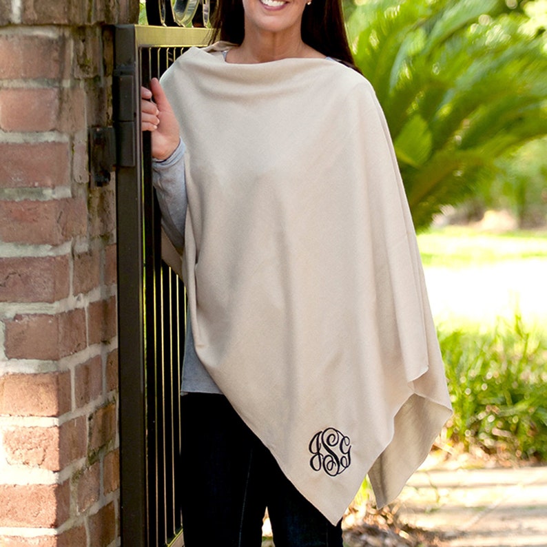 Creme Poncho Monogram Creme Poncho Women's Poncho Etsy