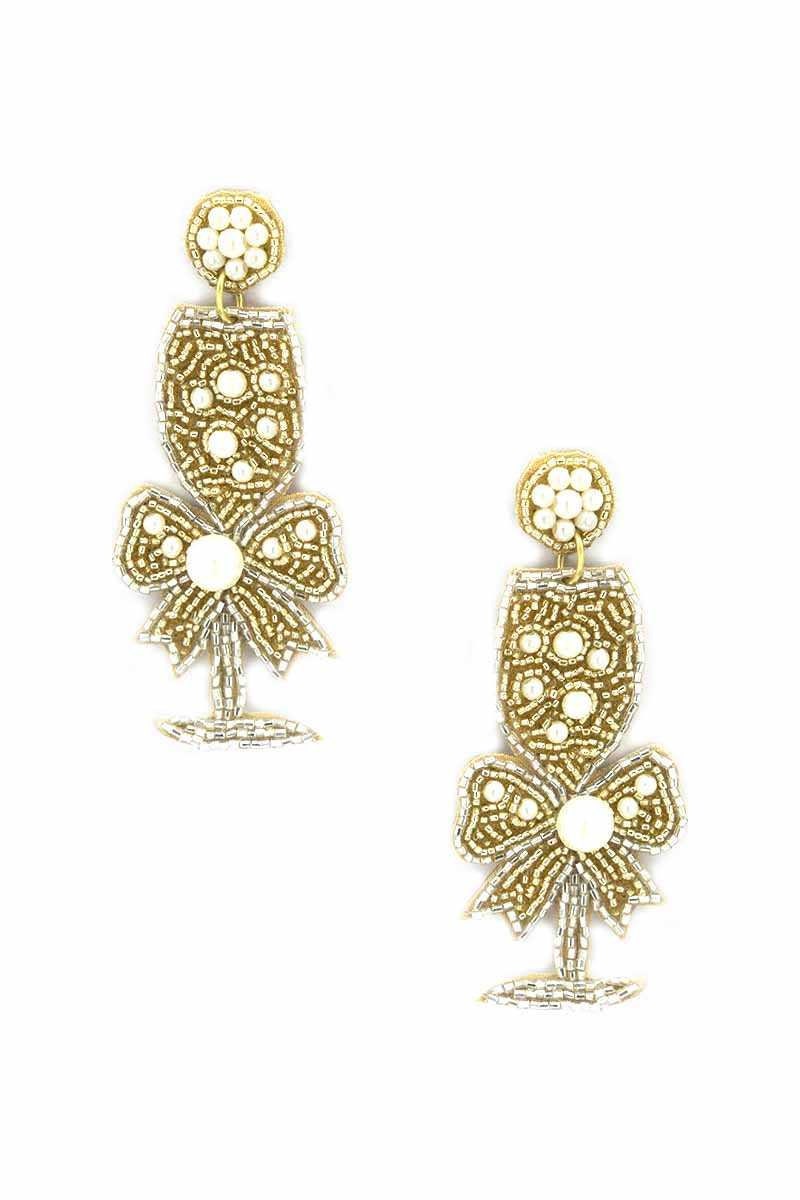 Champagne Earrings Champagne Flute Wedding Earrings Etsy