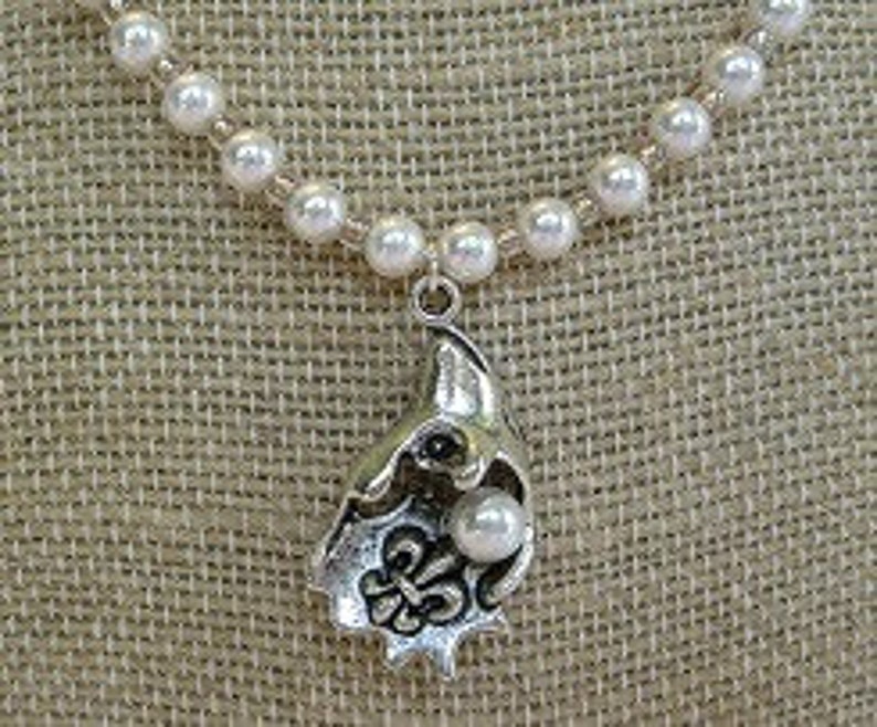 Oyster and Pearl Necklace Fleur De Lis Jewelry Women's Etsy