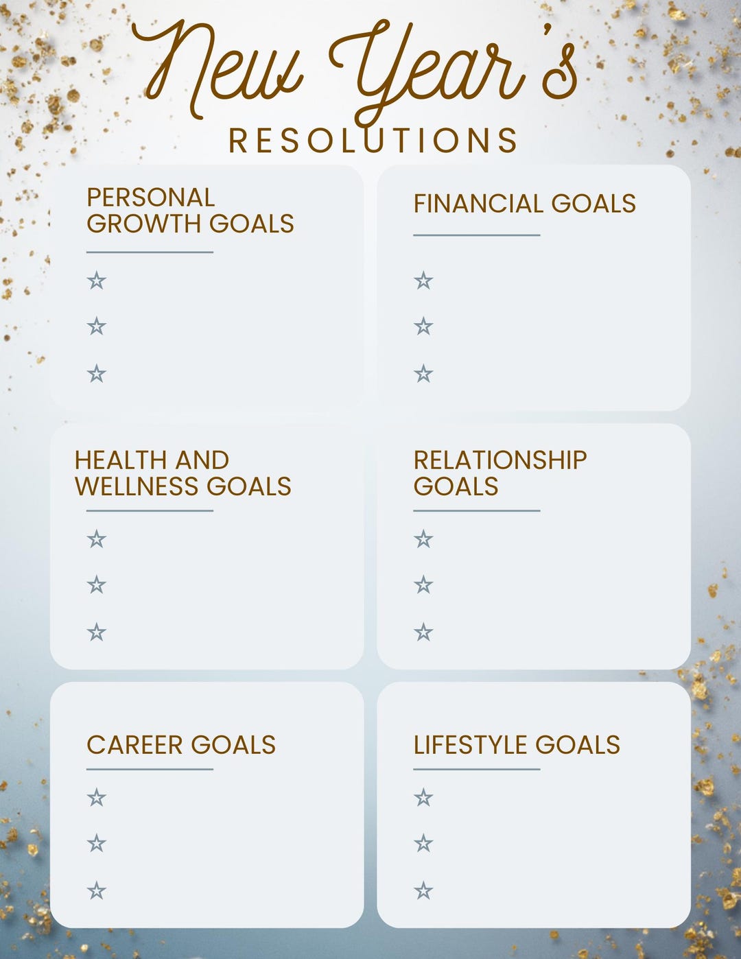New Year's Resolution Goal Template Etsy