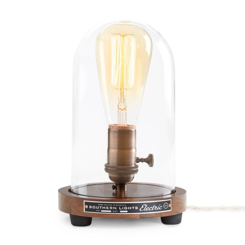 The Original Edison Bell Jar table lamp. Glass Desk Lamp Dome Etsy