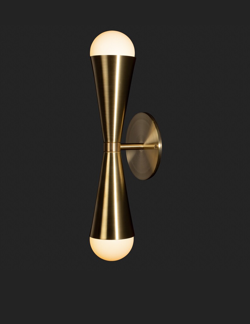 Bowtie wall sconce Mid Century inspired Brass