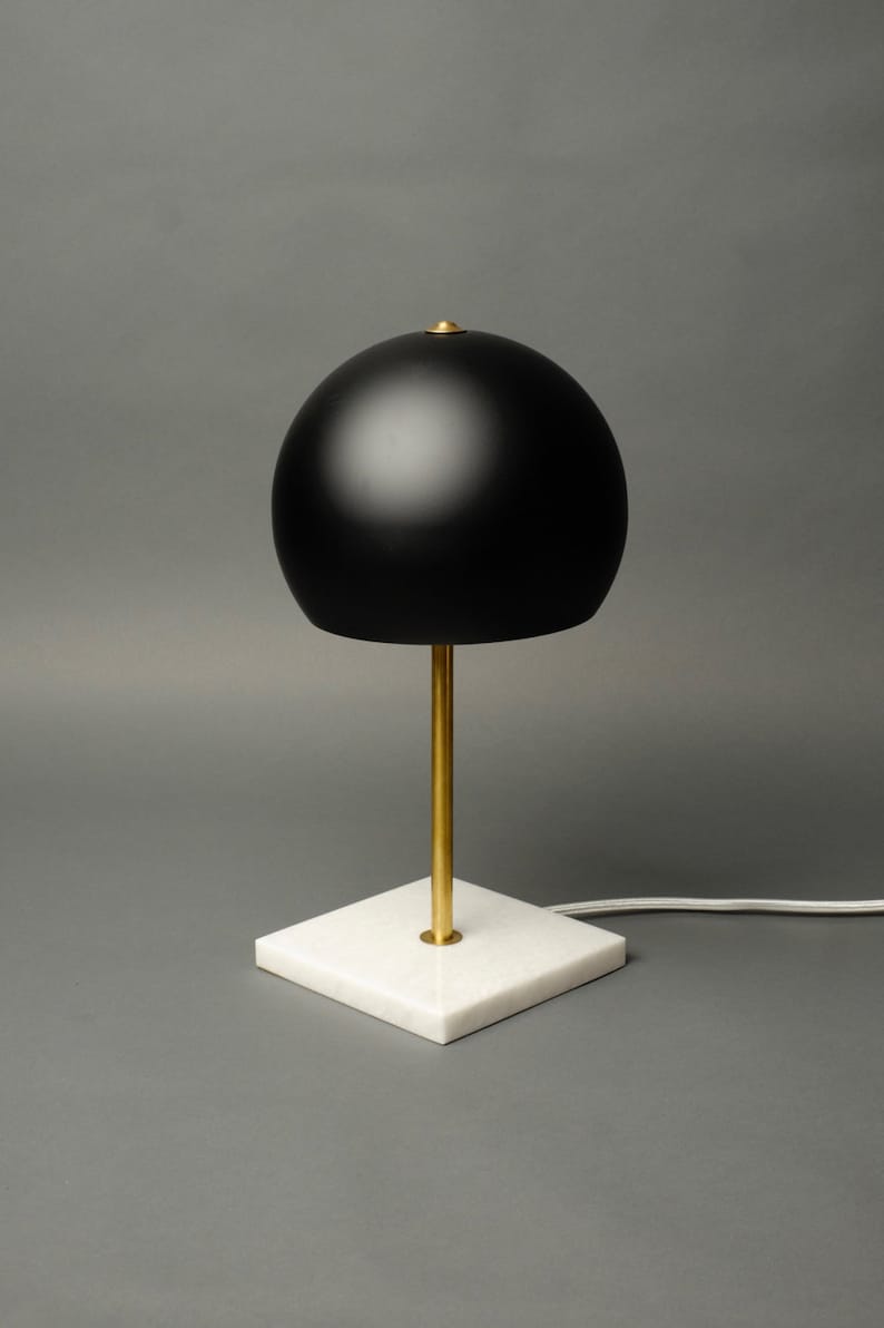 Matte Black And Brass Marble Desk Lamp Etsy