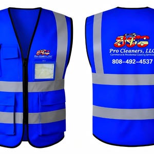 Custom Safety Vest with Logo | High Visibility Reflective Work Vest | Personalized Hi-Vis Vest for Construction, Events & Teams Navy Blue