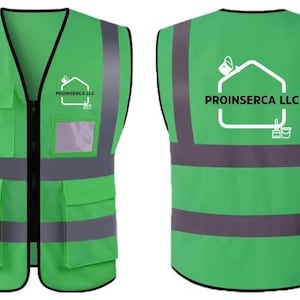 Custom Safety Vest with Logo | High Visibility Reflective Work Vest | Personalized Hi-Vis Vest for Construction, Events & Teams Green