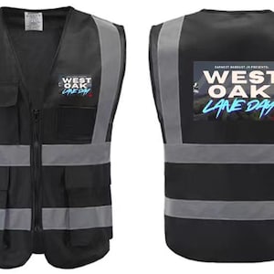 Custom Safety Vest with Logo | High Visibility Reflective Work Vest | Personalized Hi-Vis Vest for Construction, Events & Teams Black