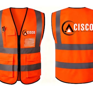Custom Safety Vest with Logo | High Visibility Reflective Work Vest | Personalized Hi-Vis Vest for Construction, Events & Teams Orange