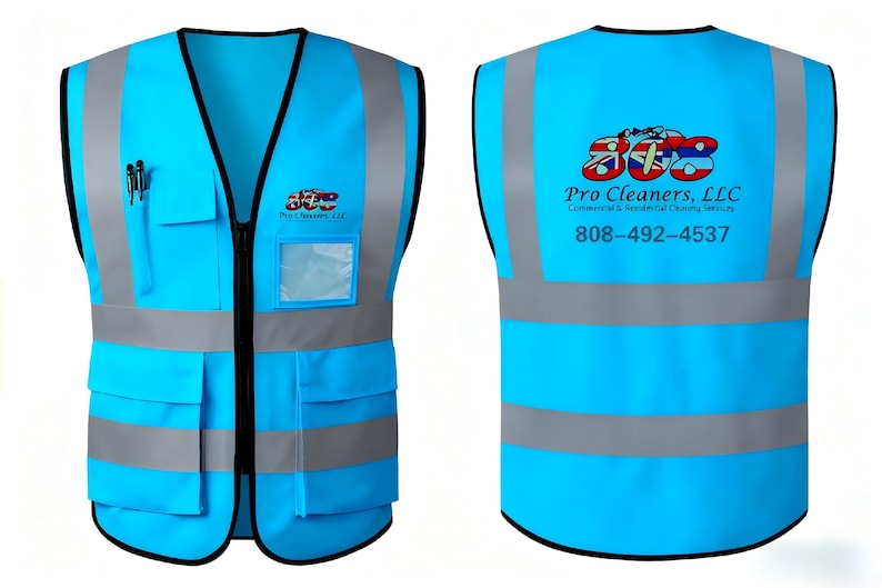 Custom Safety Vest with Logo | High Visibility Reflective Work Vest | Personalized Hi-Vis Vest for Construction, Events & Teams image 8