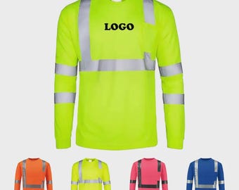 Custom Logo Hi-Vis Long Sleeve Shirt, Class 3 Safety Workwear