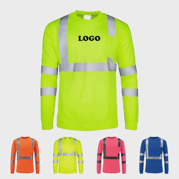Custom Logo Hi-Vis Long Sleeve Shirt, Class 3 Safety Workwear