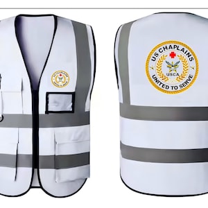 Custom Safety Vest with Logo | High Visibility Reflective Work Vest | Personalized Hi-Vis Vest for Construction, Events & Teams White
