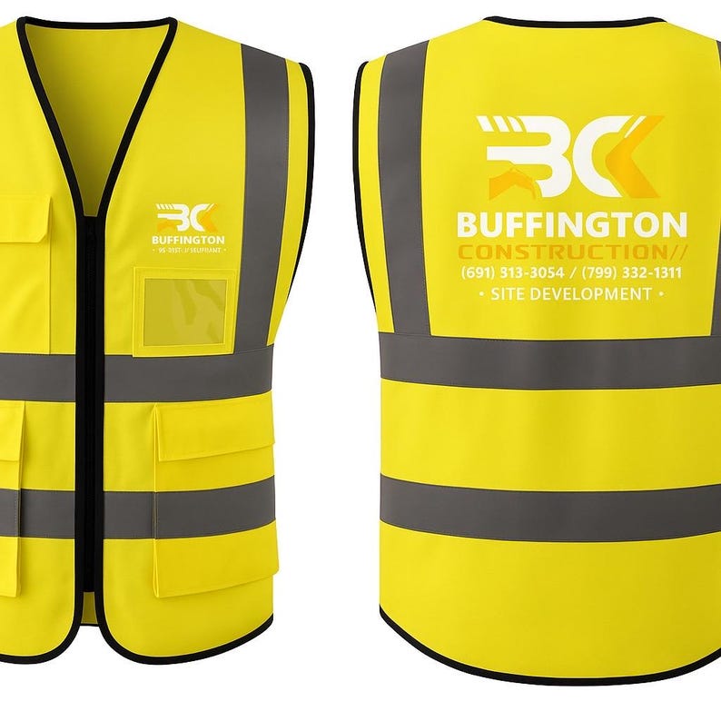 Custom Safety Vest with Logo | High Visibility Reflective Work Vest | Personalized Hi-Vis Vest for Construction, Events & Teams Yellow