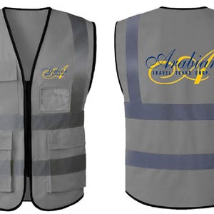 Custom Safety Vest with Logo | High Visibility Reflective Work Vest | Personalized Hi-Vis Vest for Construction, Events & Teams Gray