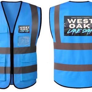 Custom Safety Vest with Logo | High Visibility Reflective Work Vest | Personalized Hi-Vis Vest for Construction, Events & Teams Blue