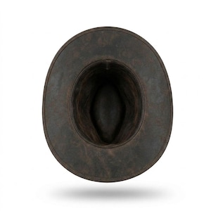 Handmade Distressed Leather Cowboy Hat | Unisex Western Outback Sun Hat image 5