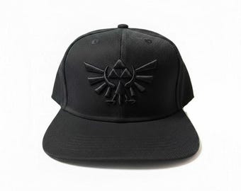Handmade 3D Black Triforce Snapback Hat | Minimalist 100% Cotton Zelda Inspired Gamer Cap