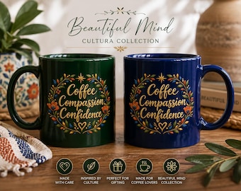 Coffee Compassion Confidence Mug Psychology Gift Therapist Mug Counselor Gift Teacher Coffee Cup Mental Health Gift Cultura Collection
