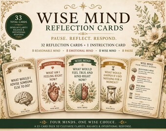 Wise Mind Reflection Cards Printable DBT Inspired Coping Skills Emotional Regulation Mindfulness Therapy Cards Digital Download