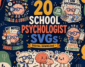 School Psychologist SVG Bundle 20 Psychology SVG Designs School Psychologist Gift Cricut Cut Files Mental Health Digital Download