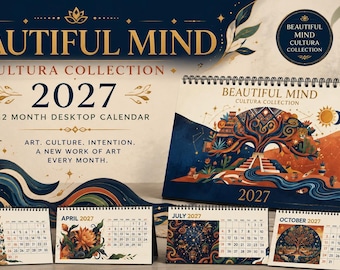 Beautiful Mind Cultura Collection 2027 Desk Calendar Hispanic Inspired Cultural Art Office Decor School Psychologist Gift