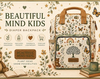 Beautiful Mind Kids Diaper Backpack Botanical Baby Bag Woodland Nursery Backpack Stroller Bag Baby Shower Gift Mom Bag