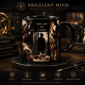 The Art of a Man Coffee Mug Masculine Mug Luxury Office Mug Executive Coffee Cup Black Mug Gift for Him Brilliant Mind
