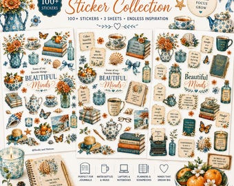 Beautiful Mind Sticker Collection 100+ Printable Stickers 3 Digital Sticker Sheets Journal Planner Scrapbook Self Care Stickers