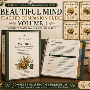 Brain Science Curriculum Teacher Guide Volume 1 74 Page PDF Classroom Posters Homeschool Learning Activities Printable