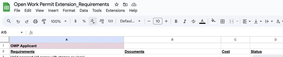 DIY Open Work Permit Extension Requirements Canada - Etsy