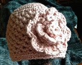 Cotton blend baby hat, baby girl hat, spring baby hat, photo prop, pale pink hat, custom sizes,eco-friendly, large flower hat