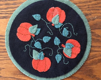 Alfombra de lana fieltro de la vela, alfombra de la vela de la calabaza, alfombra de otoño, estera de otoño centavo