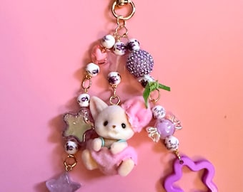 Ręcznie robiony brelok z kalikońskim zwierzątkiem - Baby Cherry Fenic Fox