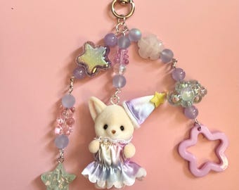 Ręcznie robiony brelok z kaliko stworzonkiem - Baby Fenic Fox Milky Way Princess