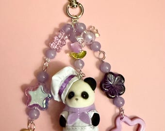 Handmade Calico Critter Keychain - Baby Panda Baker