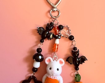 Ręcznie robiony brelok z kaliko stworzonkiem - Baby Batty Mouse