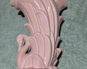 Vintage McCoy Pottery Pink Swan Vase 1946 - 9" Tall - Authentic USA Marked - Mid-Century Art Deco Style - Rare Collectible - FREE SHIPPING
