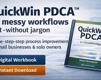 PDCA Workbook for Small Business | Process Improvement Guide | Continuous Improvement Planner | Printable/ Fillable PDF | ClearPathOps