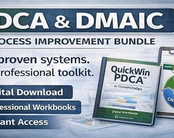 Pakiet PDCA i DMAIC | Zestaw narzędzi do doskonalenia procesów | Ciągłe doskonalenie Lean | Zeszyty ćwiczeń do wypełnienia | PDF