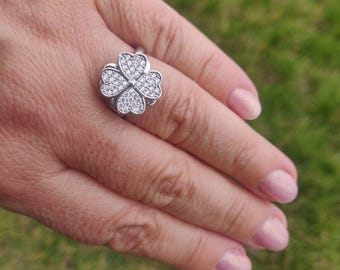 Anillo giratorio con diseño de trébol, regalo de joyería para ella