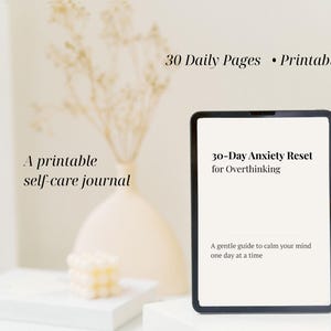 Descarga imprimible de 30 días para liberar la ansiedad • Diario para pensar demasiado • Páginas de autocuidado y tranquilidad • PDF para aliviar la ansiedad imagen 1