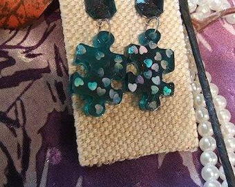 Puzzle Piece Retro Resin Earrings