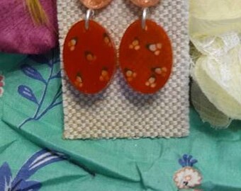 Atomic Cherry Red Retro Resin Earrings