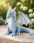 Ice Dragon Knitting Pattern PDF, Fantasy Plush Toy, Blue White Collectible Decor (Digital Download)